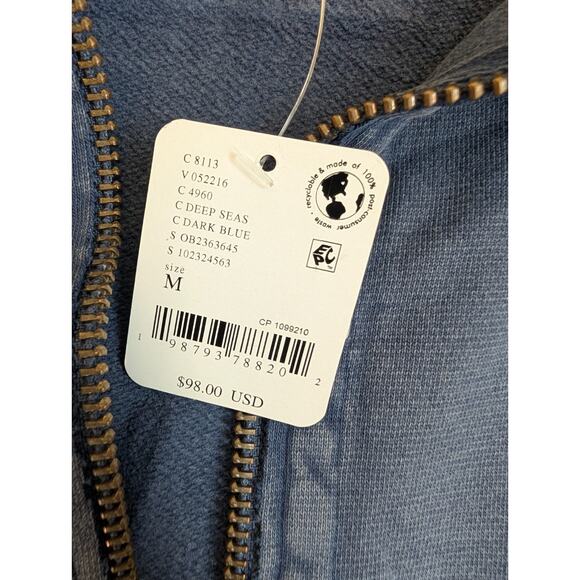 Free People Sweatshirt Womens Medium Dark Blue Long Sleeve Parker Half-Zip NWT - Picture 5 of 5